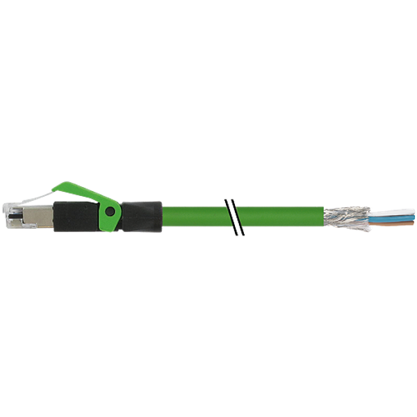 RJ45 male 0° with cable shielded PUR 1x4xAWG22 shielded gn+dragch. 6m image 1