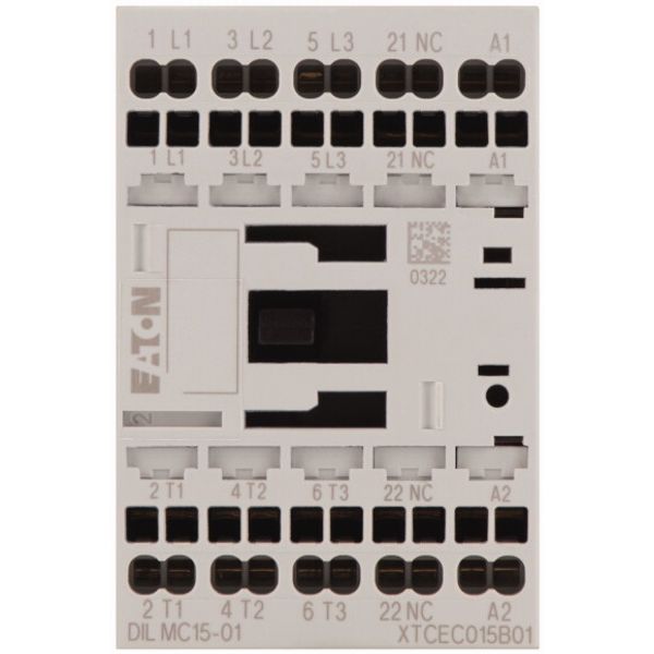 Contactor, 3 pole, 380 V 400 V 7.5 kW, 1 NC, 110 V 50 Hz, 120 V 60 Hz, AC operation, Spring-loaded terminals image 2