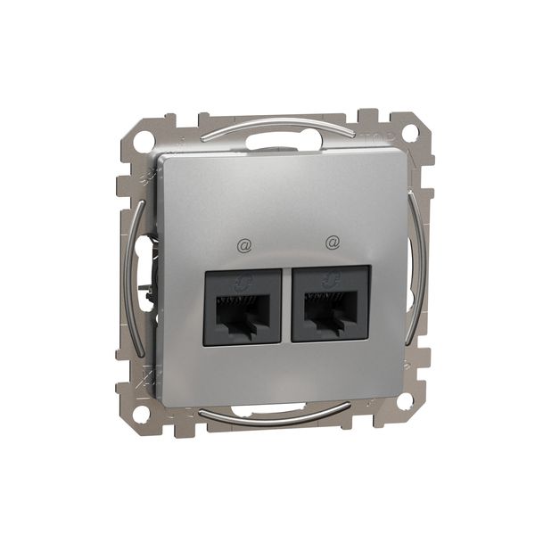 Double DATA Outlet CAT 5E UTP, Sedna Design & Elements, RJ45, Aluminium image 3