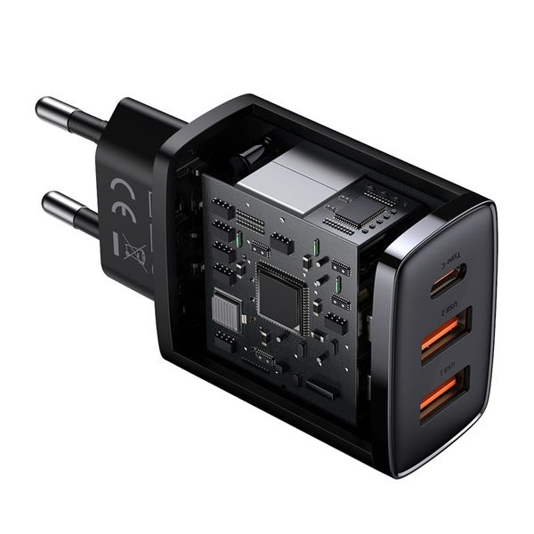 Wall Quick Charger 30W 2xUSB + USB-C QC3.0 PD3.0, Black image 8