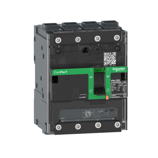 Circuit breaker, ComPacT NSXm 100N, 50kA/415VAC, 4 poles 3D (neutral not protected), TMD trip unit 63A, EverLink lugs image 4