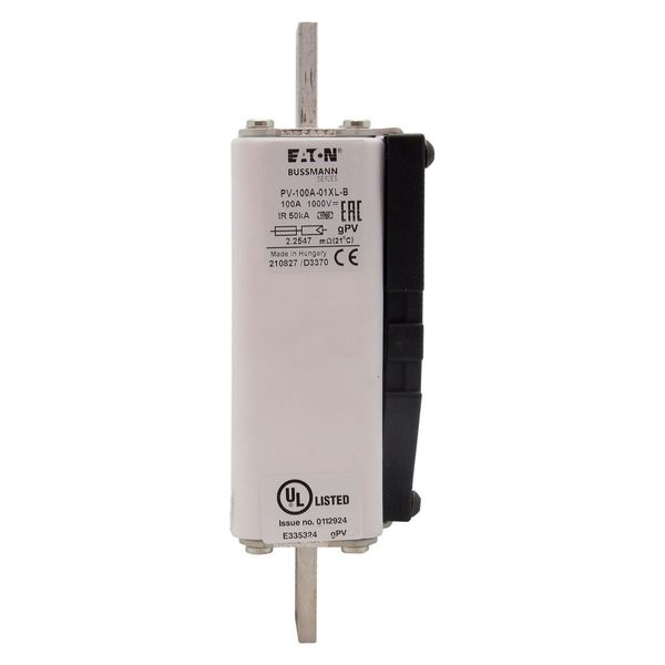 Fuse-link, high speed, 100 A, DC 1000 V, 01XL, gPV, UL, IEC, bolt-in image 13