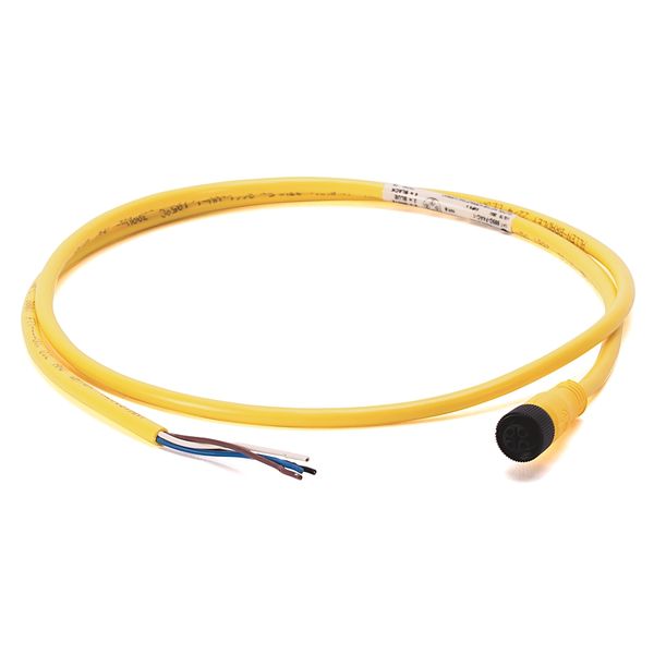 Cordset, DC Micro M12, 4 Pin, Right Angle, Female, 2m, Yellow image 1