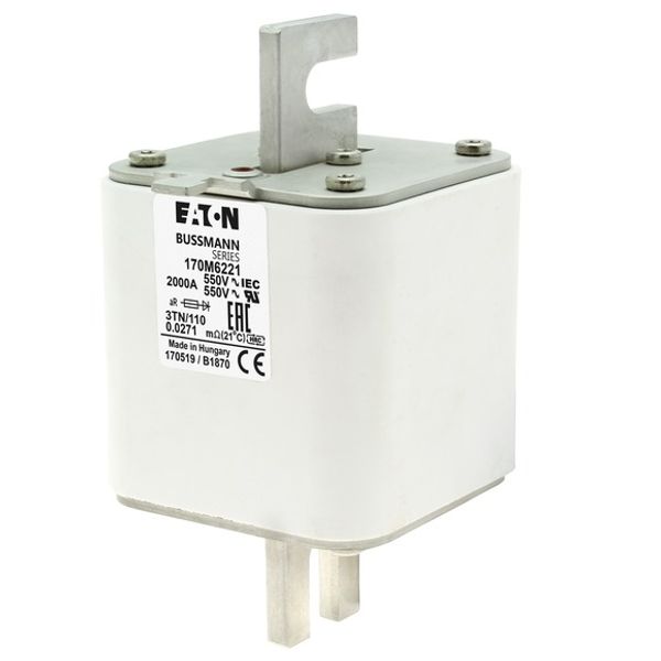 Fuse-link, high speed, 2000 A, AC 550 V, DIN 3, 76 x 90 x 139 mm, aR, DIN, IEC, single indicator image 3