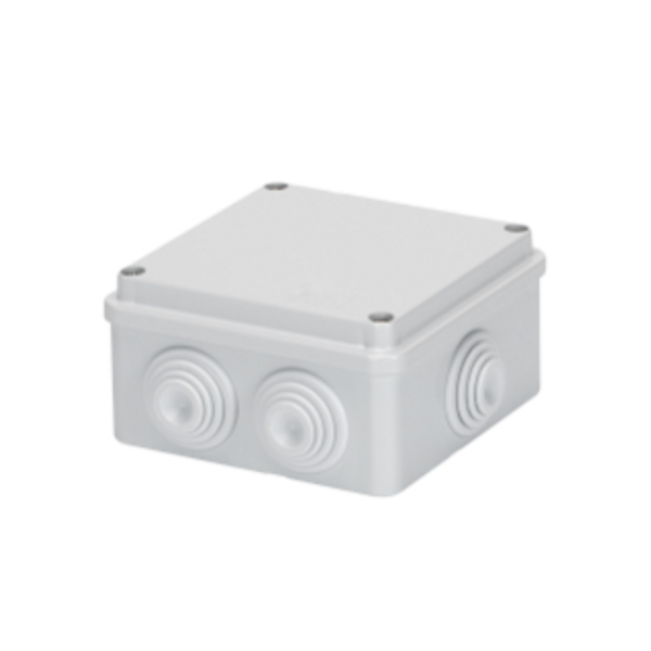 JUNCTION BOX WITH PLAIN SCREWED LID - IP55 - INTERNAL DIMENSIONS 100X100X50 - WALLS WITH CABLE GLANDS - GREY RAL 7035 image 1
