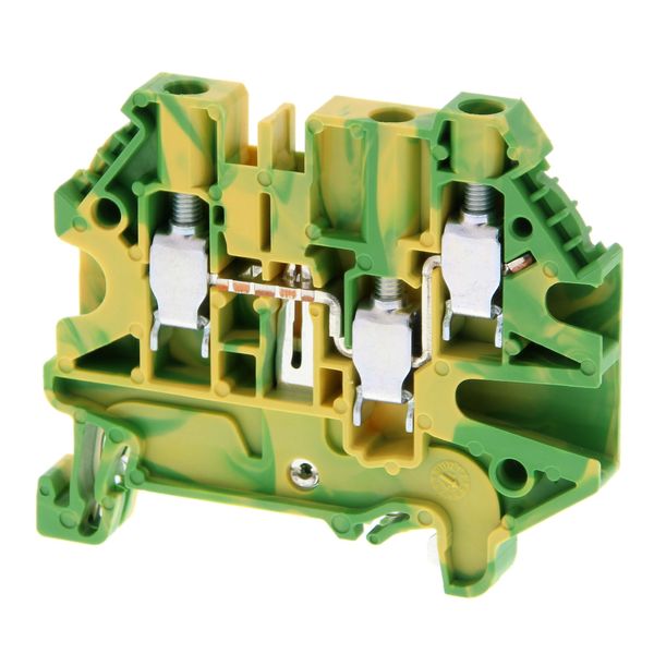Multi conductor ground DIN rail terminal block with 3 screw connection image 1