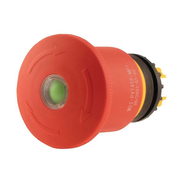 Emergency stop/emergency switching off pushbutton, RMQ-Titan, Palm shape, 45 mm, Non-illuminated, Turn-to-release function, Red, yellow, RAL 3000, wit image 8