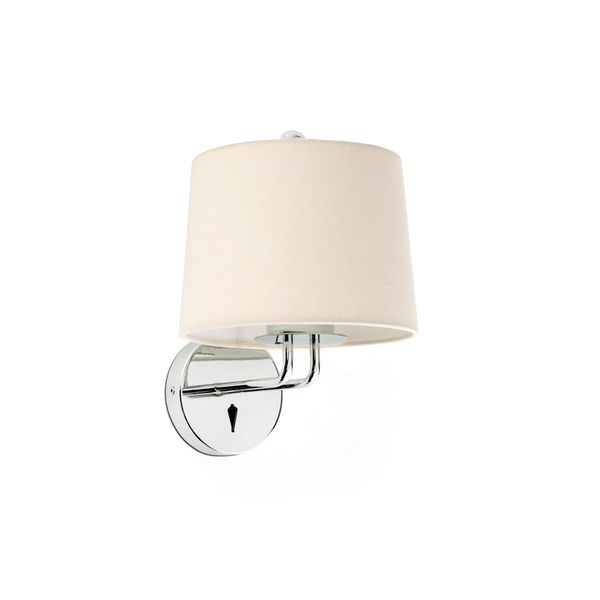 MONTREAL CHROME WALL LAMP BEIGE LAMPSHADE image 1