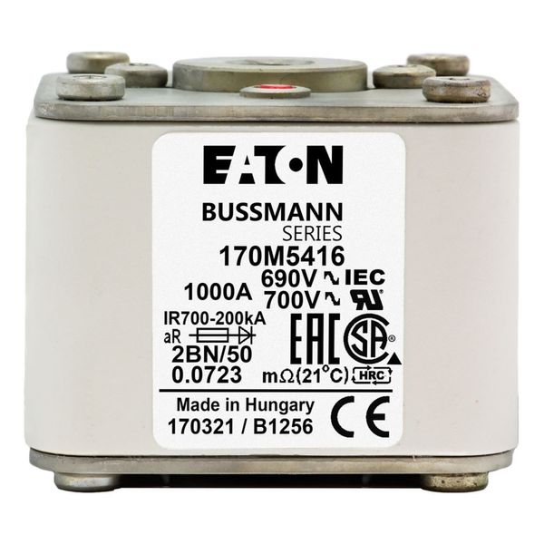 Fuse-link, high speed, 200 A, AC 690 V, DIN 2, 60 x 74 x 150 mm, gR, DIN, IEC, single indicator image 3