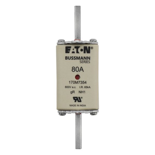 Fuse-link, high speed, 80 A, AC 800 V, NH1, gR, UL, IEC, dual indicator image 4