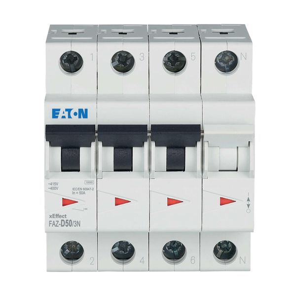 Miniature circuit breaker (MCB), 50 A, 3p+N, characteristic: D image 16