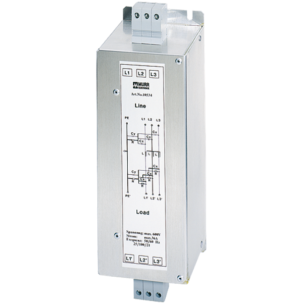 MEF EMC-FILTER 3-PHASE 1-STAGE I:25A U:3x600 VAC book-style image 1