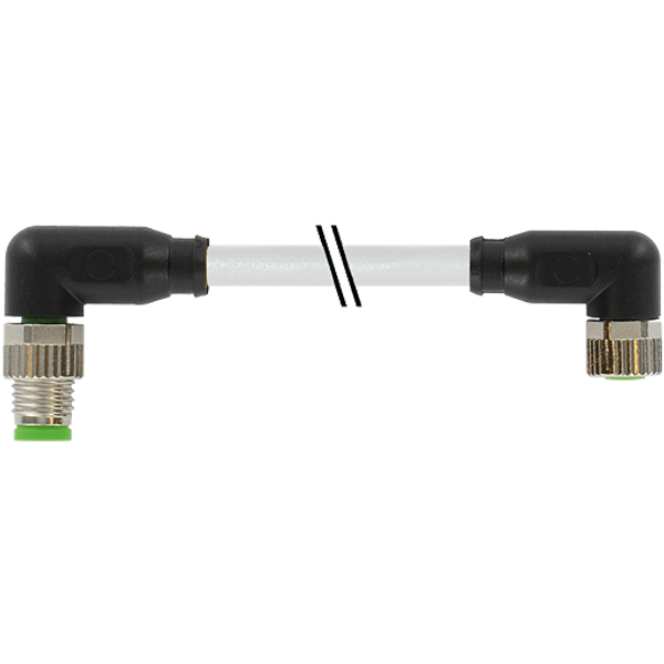 M8 male 90° / M8 female 90° A-cod. shielded PVC 3x0.34 shielded gy  2m image 1