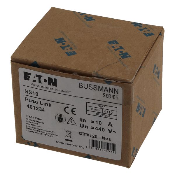 Fuse-link, LV, 10 A, AC 440 V, BS88/F1, 15 x 62 mm, gL/gG, BS image 13