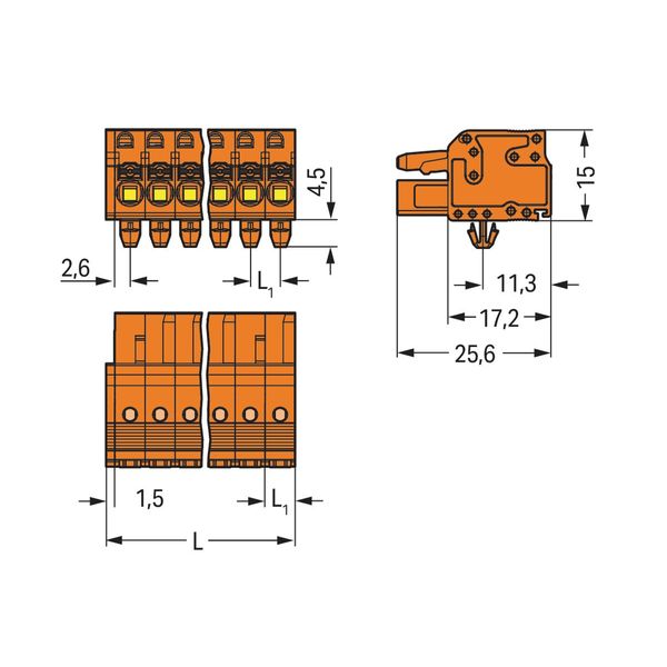 1-conductor female connector push-button Push-in CAGE CLAMP® orange image 3