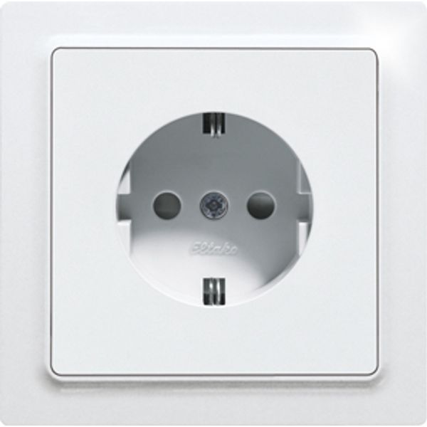 German Socket (Type F) DSS with socket outlet front in E-Design55, pure white glossy image 1