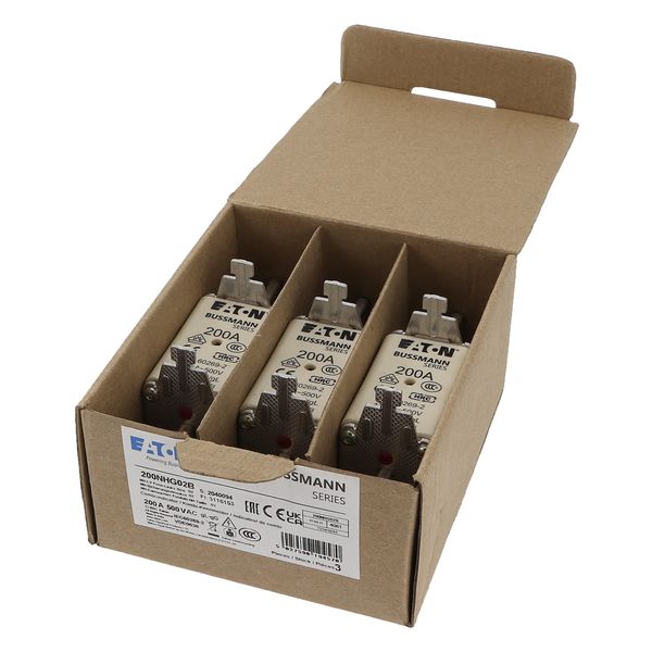 Fuse-link, LV, 200 A, AC 500 V, NH02, gL/gG, IEC, dual indicator, live gripping lugs image 19