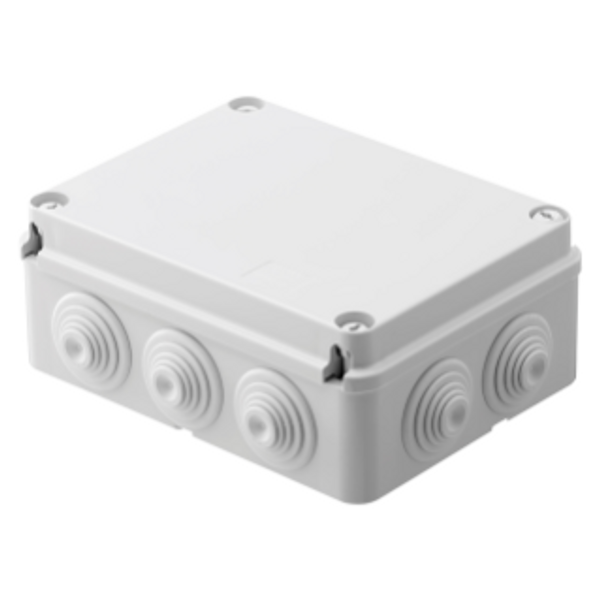 JUNCTION BOX WITH PLAIN SCREWED LID - IP55 - INTERNAL DIMENSIONS 190X140X70 - WALLS WITH CABLE GLANDS - GREY RAL 7035 image 1