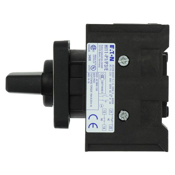 On-Off switch, P1, 40 A, flush mounting, 3 pole, 1 N/O, 1 N/C, with black thumb grip and front plate image 10