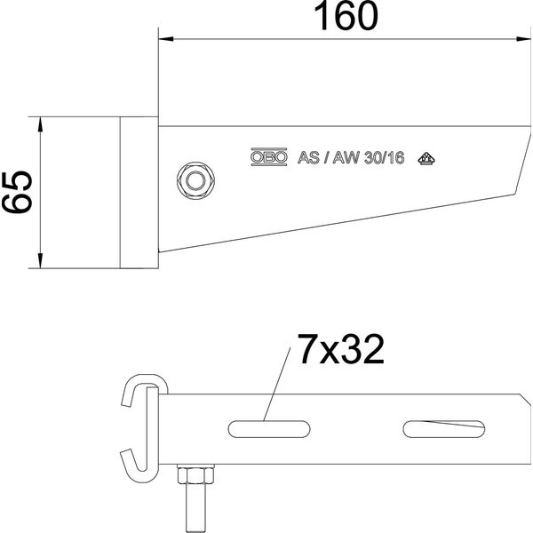 AS 30 16 FT Support bracket for IS 8 support B160mm image 2