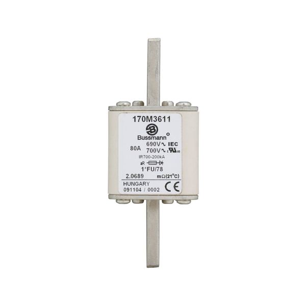 Fuse-link, high speed, 80 A, AC 690 V, compact size 1, 45 x 45 x 110 mm, aR, IEC, UL image 8