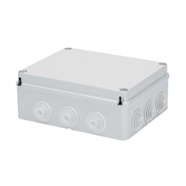 JUNCTION BOX WITH PLAIN SCREWED LID - IP55 - INTERNAL DIMENSIONS 380X300X120 - WALLS WITH CABLE GLANDS - GWT960ºC - GREY RAL 7035 image 1