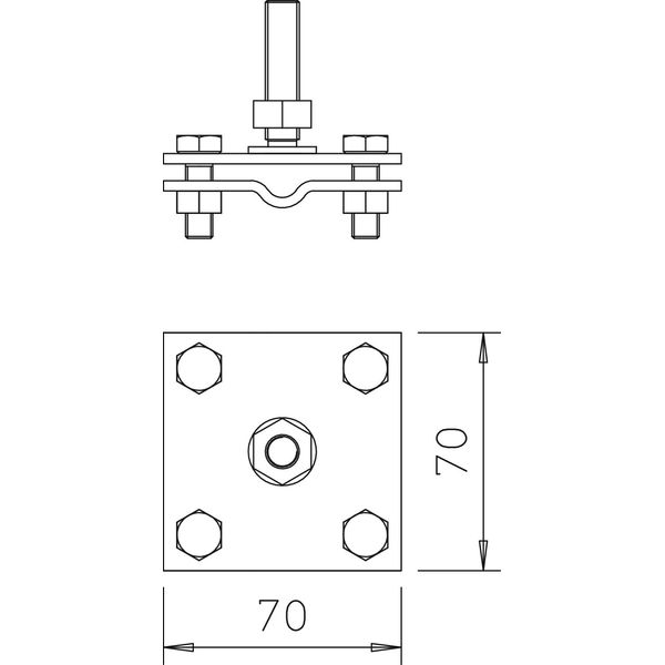 252 GB 10x45 Cross-connectors flat/round with threaded bolt M10x45 8-10mm image 2
