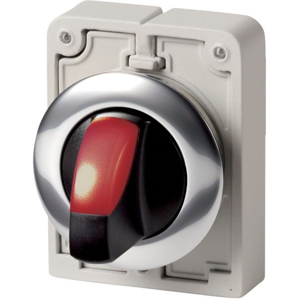 Illuminated selector switch actuator, RMQ-Titan, With thumb-grip, maintained, 2 positions (V position), red, Metal bezel image 6