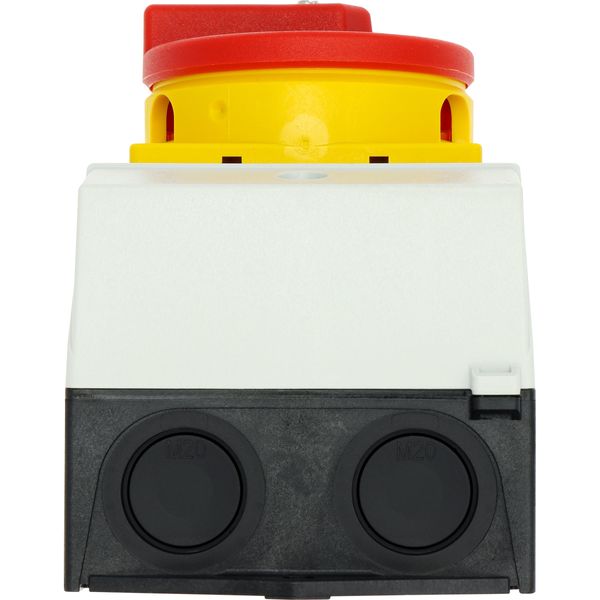 Main switch, T3, 32 A, surface mounting, 2 contact unit(s), 3 pole, Emergency switching off function, With red rotary handle and yellow locking ring image 35