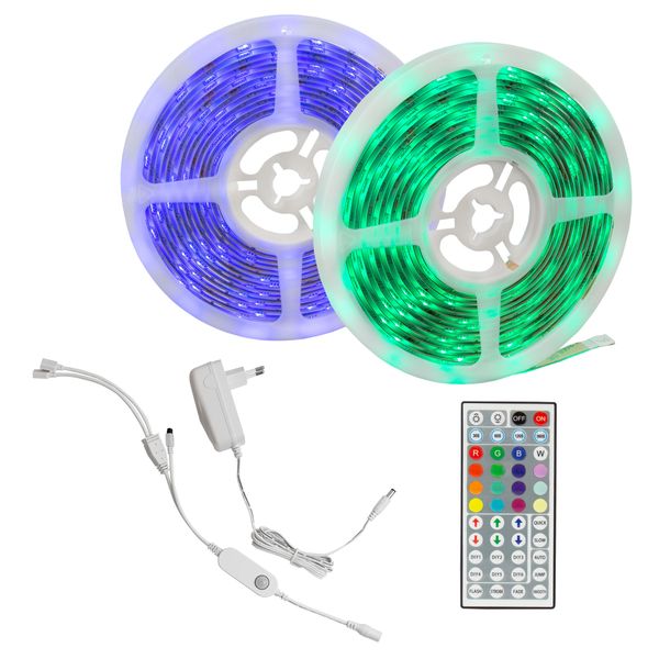 LED STRIP SET 26W/10m RGB (2x5m roll) with silicone + controller + remote controller + PIR sensor + power supply Spectrum image 4