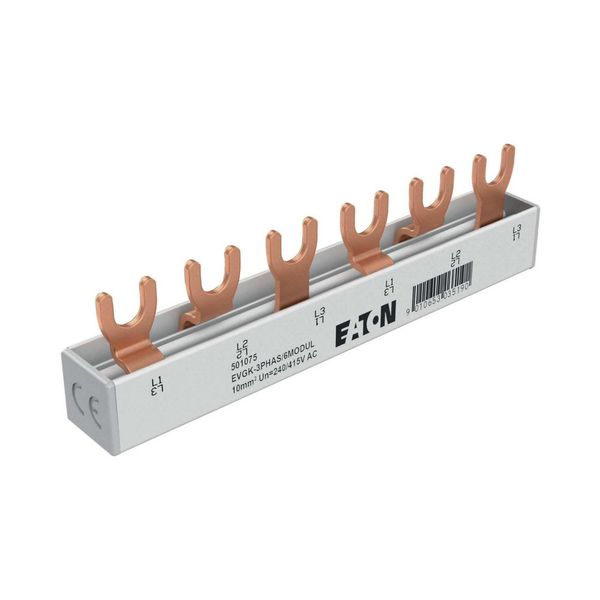 EVGK busbar fork, 3-phase, L1 - L2 - L3, shortenable version with end caps included, 6 module units, 10 mm² image 7