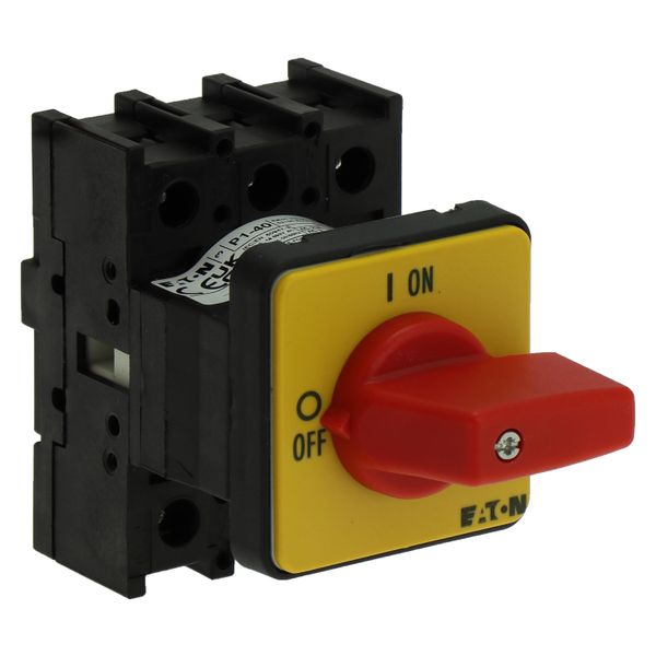 On-Off switch, P1, 40 A, flush mounting, 3 pole, Emergency switching off function, with red thumb grip and yellow front plate image 14