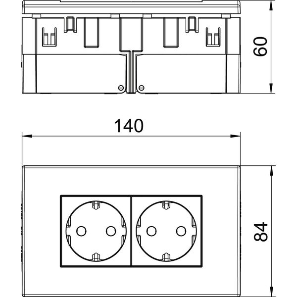 SDE-RW D0GN2 Socket unit for double Modul 45 84x140x59mm image 2