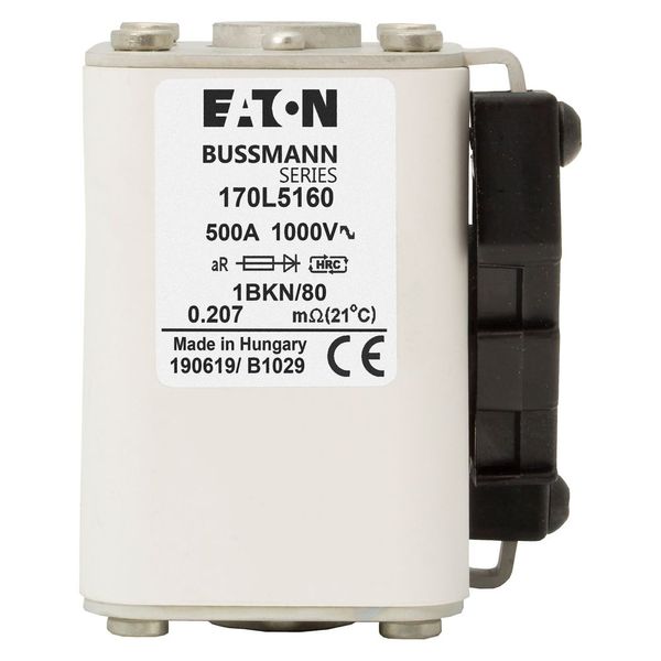 Fuse-link, high speed, 500 A, AC 1000 V, Size 1, 51 x 70 x 80 mm, aR, IEC, single indicator image 6