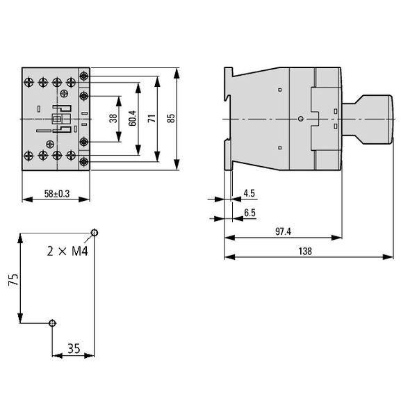 4-pole contactor, 45A/AC-1, coil 230VAC + 1 NC image 2