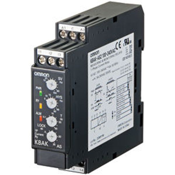 Monitoring relay 22.5mm wide, Single phase over or under current 10 to image 1