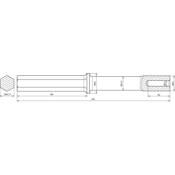 Hammer insert for earth rods D 20mm L 350mm for Atlas Copco width acro image 2