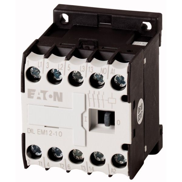 Contactor, 110 V 50 Hz, 120 V 60 Hz, 3 pole, 380 V 400 V, 5.5 kW, Contacts N/O = Normally open= 1 N/O, Screw terminals, AC operation image 1