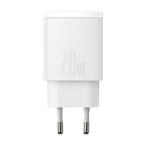 Wall Quick Charger 20W USB + USB-C QC3.0 PD3.0, White image 3
