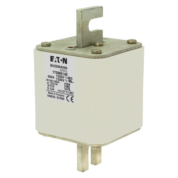 Fuse-link, high speed, 800 A, AC 1250 V, size 3, 76 x 90 x 139 mm, aR, DIN, IEC, single indicator image 6