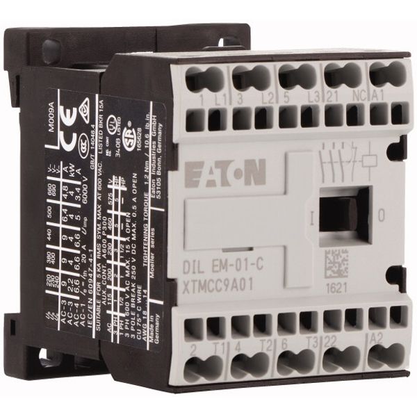 Contactor, 415 V 50 Hz, 480 V 60 Hz, 3 pole, 380 V 400 V, 4 kW, Contacts N/C = Normally closed= 1 NC, Spring-loaded terminals, AC operation image 4
