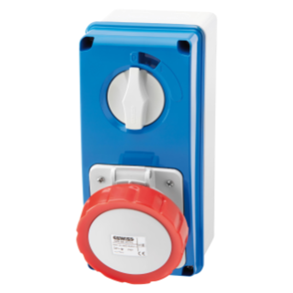 VERTICAL FIXED INTERLOCKED SOCKET OUTLET - WITH BOTTOM - WITHOUT FUSE-HOLDER BASE - 3P+E 16A 380-415V - 50/60HZ 6H - IP67 image 1