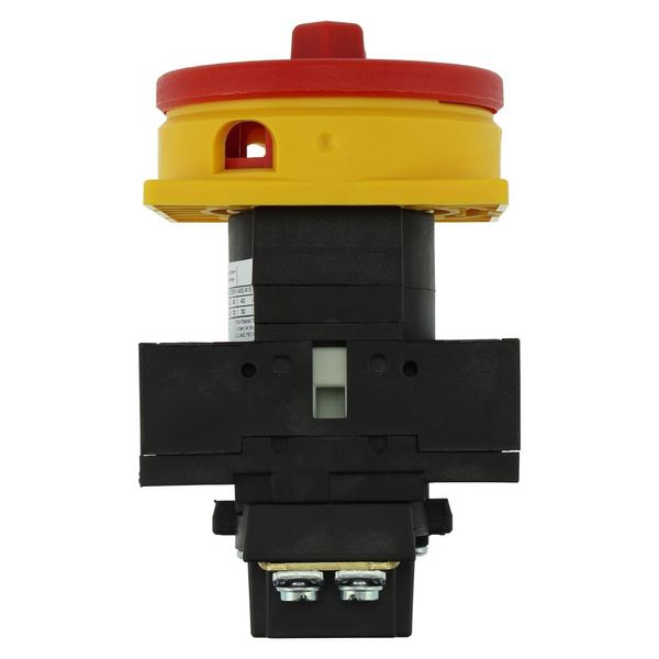 Main switch, P1, 40 A, flush mounting, 3 pole, Emergency switching off function, With red rotary handle and yellow locking ring, Lockable in the 0 (Of image 33