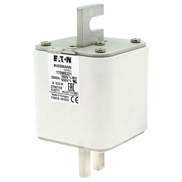 Fuse-link, high speed, 2000 A, AC 550 V, DIN 3, 76 x 90 x 139 mm, aR, DIN, IEC, visual indicator image 2