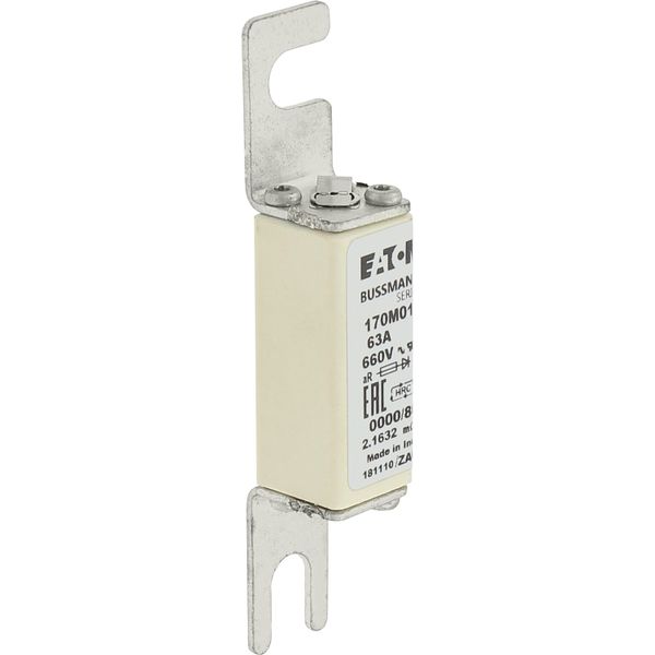 Fuse-link, high speed, 63 A, AC 660 V, size 0000, 18 x 19 x 100 mm, aR, UL, visual indicator image 10