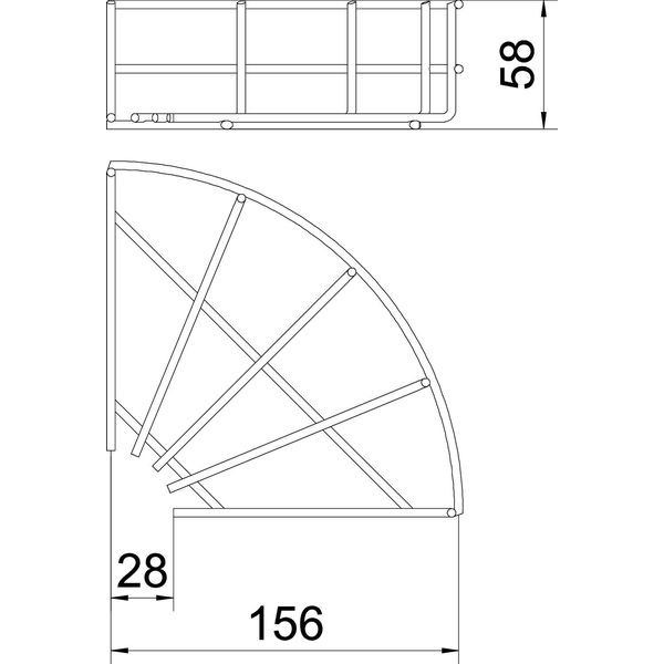 GRB 90 515 G 90° mesh cable tray bend  55x150 image 2