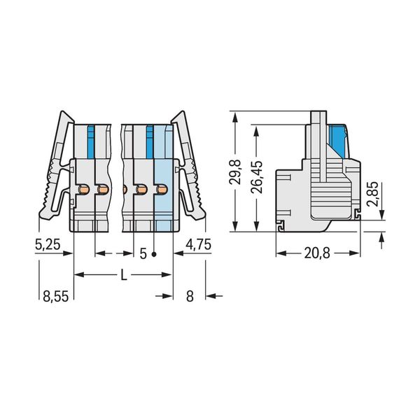 2-conductor female connector Push-in CAGE CLAMP® 2.5 mm² light gray image 3