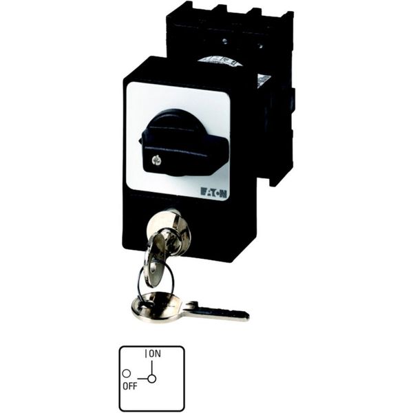 ON-OFF switches, P1, 25 A, flush mounting, 3 pole, with black thumb grip and front plate, Cylinder lock SVA image 3