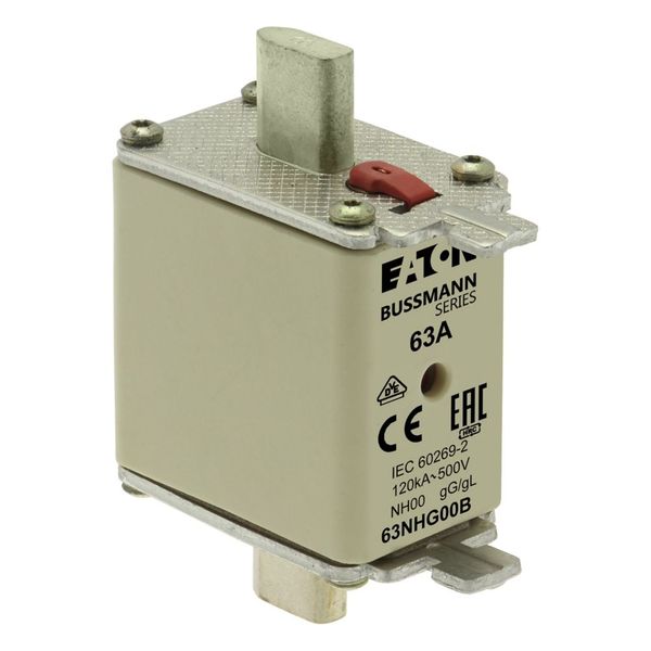 Fuse-link, low voltage, 63 A, AC 500 V, NH00, gL/gG, IEC, dual indicator image 16