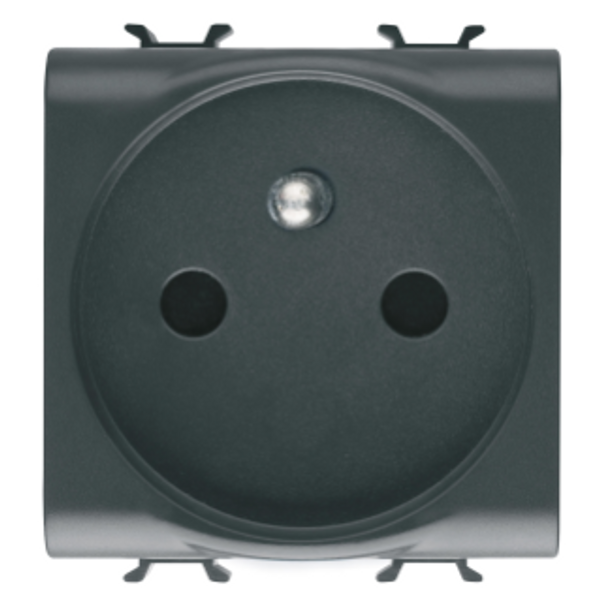 FRENCH STANDARD SOCKET-OUTLET 250V ac - QUICK WIRING TERMINALS - 2P+E 16A - 2 MODULES - SATIN BLACK - CHORUSMART image 1
